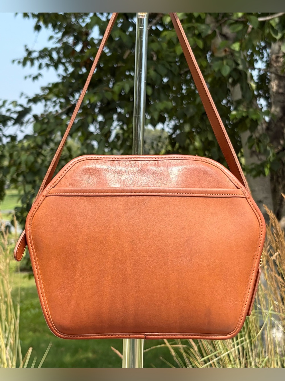 Vintage COACH Cooper Zip Geometric Canteen Crossbody British Tan 9922